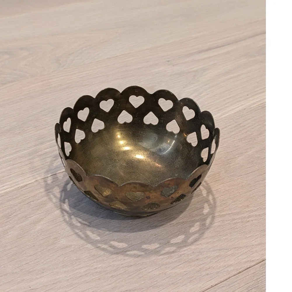 Vintage Silverplate Heart Cutout Pedestal Bowl | Romantic Cottage Decor